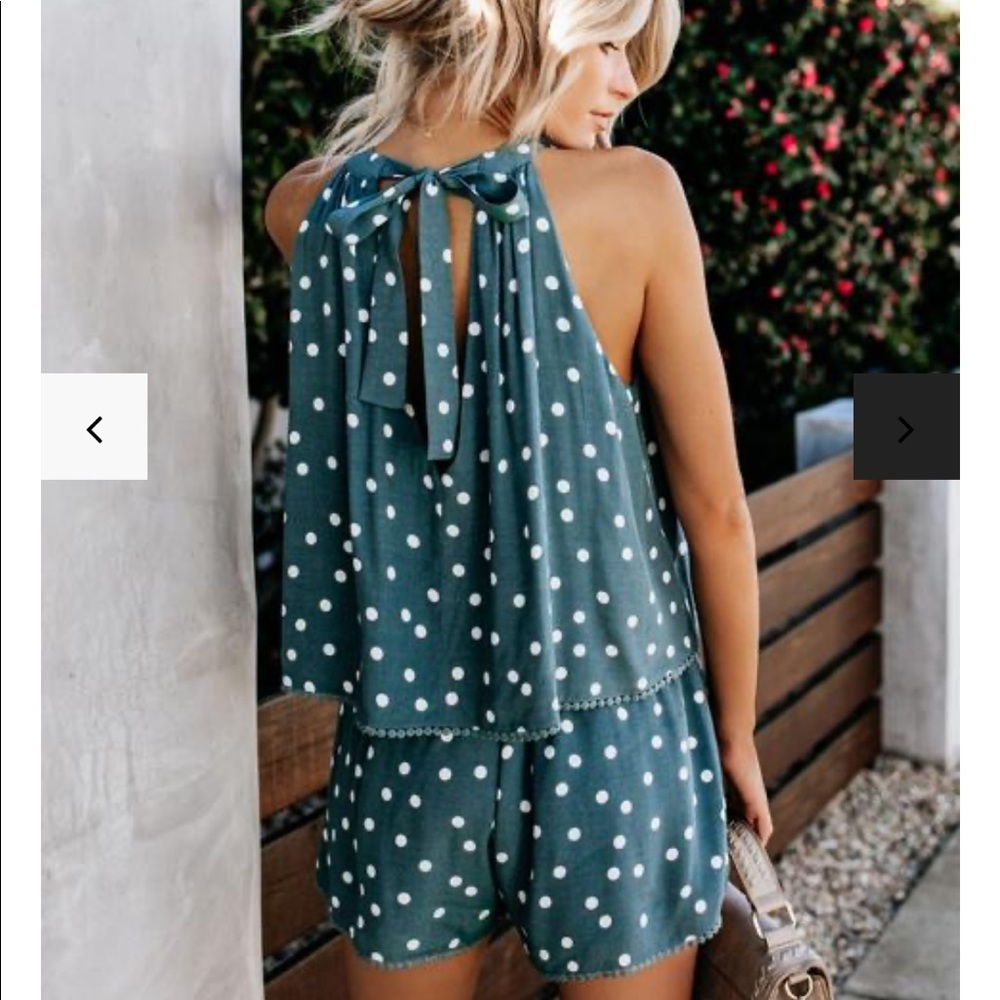 Vici Green Polka Dot Romper